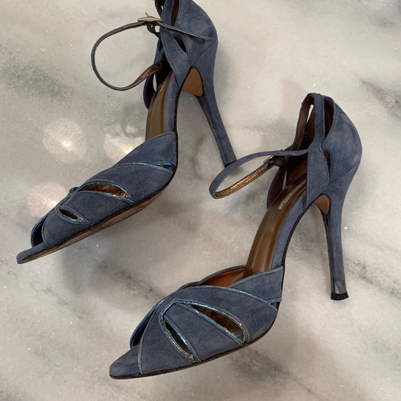 Sz 10 Charles David blue Suede Heels - Picture 5 of 7